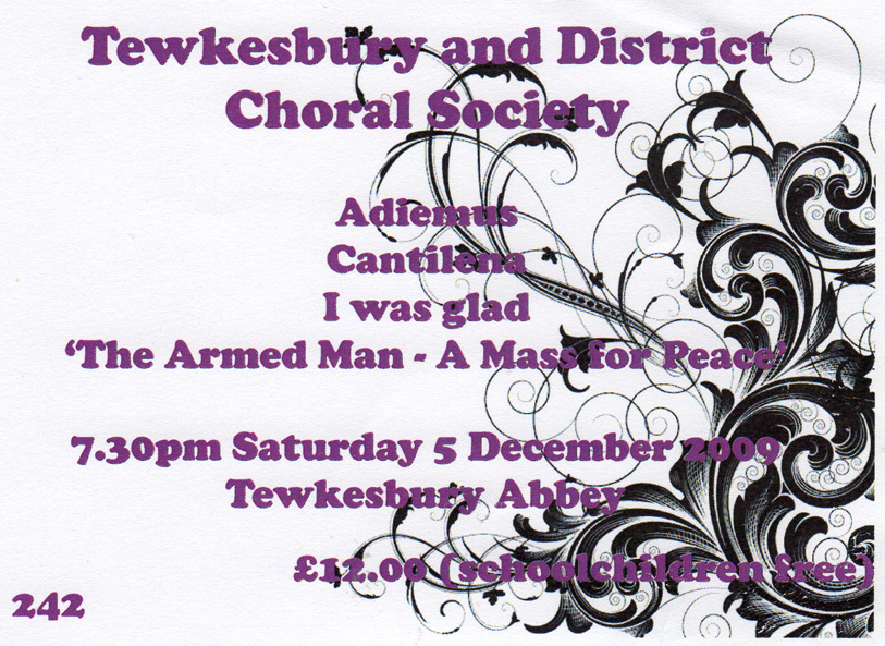 Tewkesbury and District Choral Society Ticket